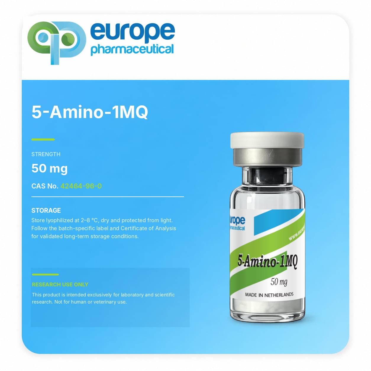 5-Amino-1MQ, 50 mg — information card