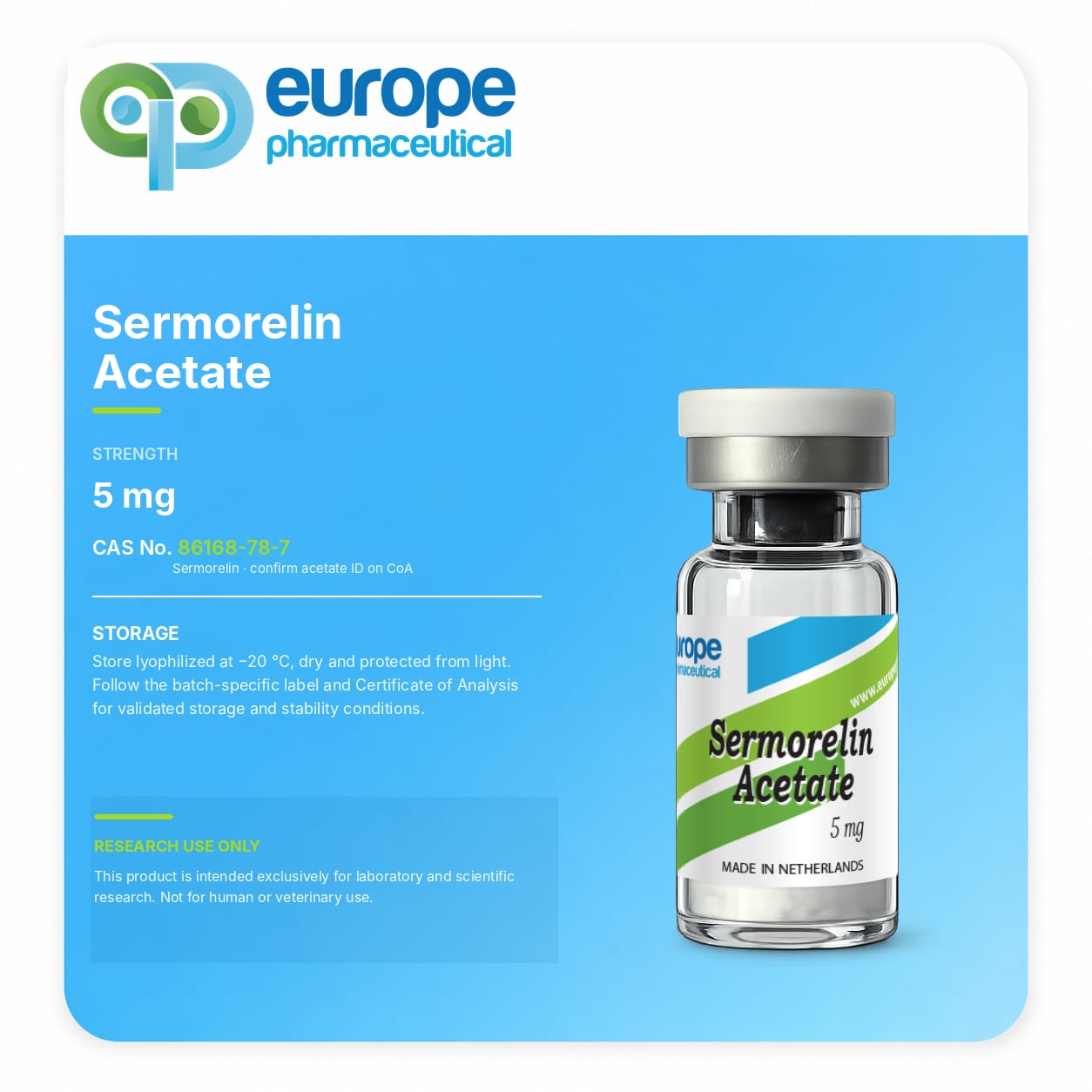 Sermorelin Acetate, 5 mg — information card