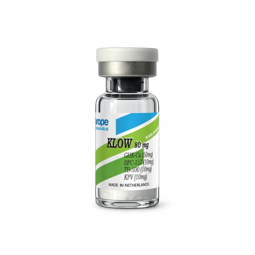 KLOW Research Blend, TB-500 10 mg + BPC-157 10 mg + KPV 10 mg + GHK-Cu 50 mg — product vial